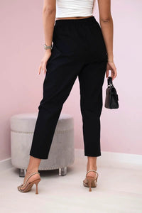 Punto trousers tied at the waist 7244 / – Black цвет / color | Lexline Fashion