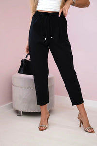 Punto trousers tied at the waist 7244 / – Black цвет / color | Lexline Fashion