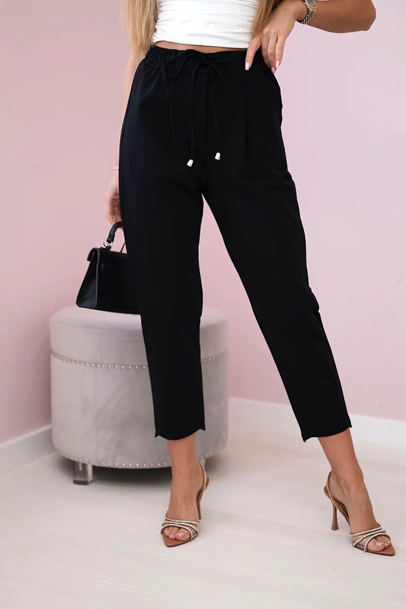 Punto trousers tied at the waist 7244 / – Black цвет / color | Lexline Fashion