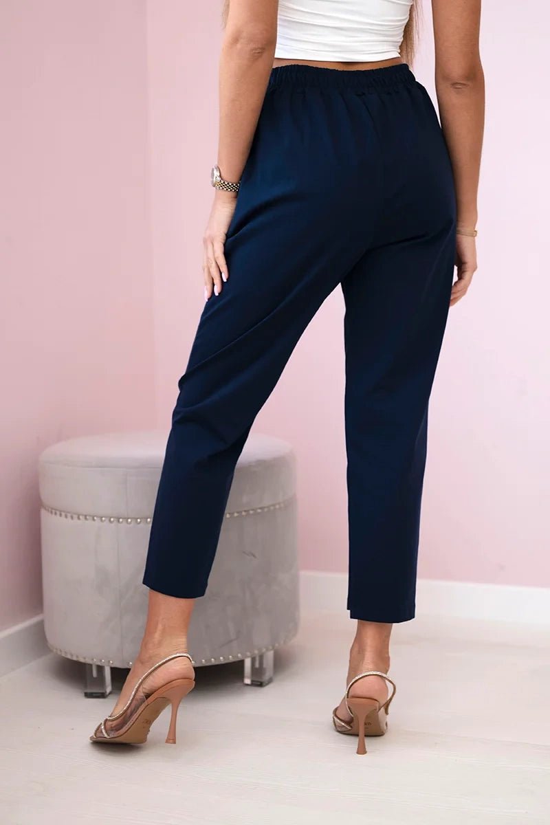 Punto trousers tied at the waist 7244 / – Navy blue цвет / color | Lexline Fashion