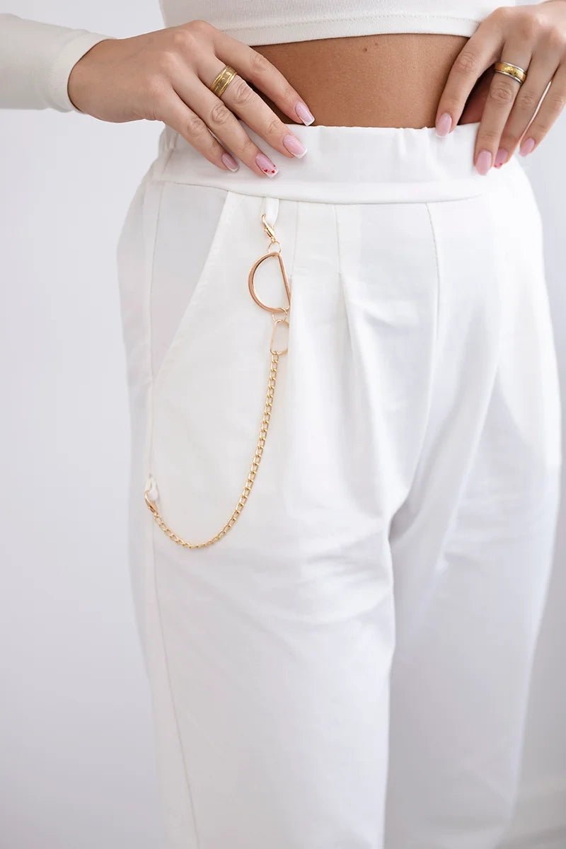 Punto trousers trousers with chain 6759V / – Ecru цвет / color | Lexline Fashion