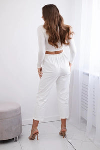 Punto trousers trousers with chain 6759V / – Ecru цвет / color | Lexline Fashion