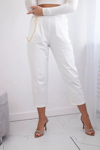 Punto trousers trousers with chain 6759V / – Ecru цвет / color | Lexline Fashion