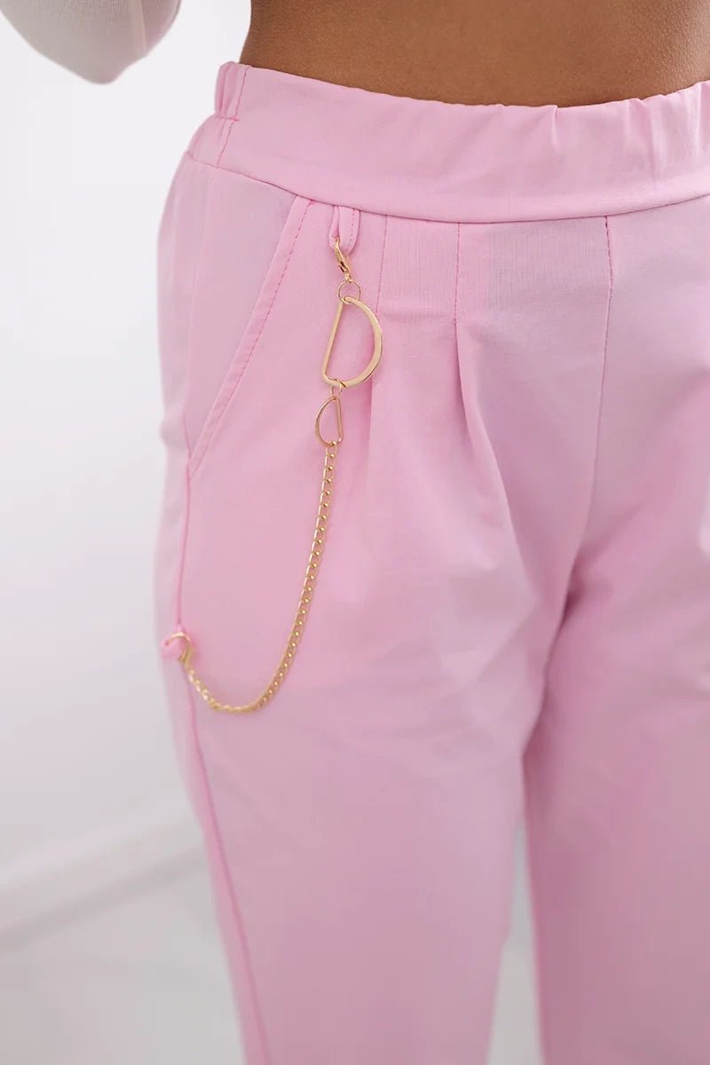 Punto trousers trousers with chain 6759V / – Light || Pink цвет / color | Lexline Fashion
