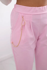Punto trousers trousers with chain 6759V / – Light || Pink цвет / color | Lexline Fashion