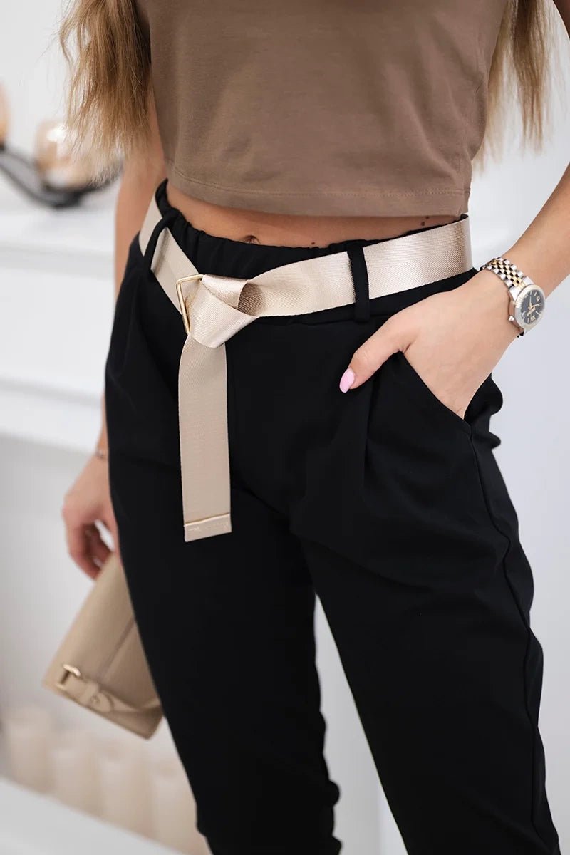 Punto trousers with belt 6773 - 1 / – Black цвет / color | Lexline Fashion