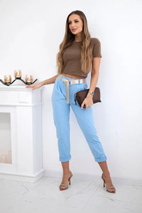 Punto trousers with belt 6773 - 1 / – Blue цвет / color | Lexline Fashion
