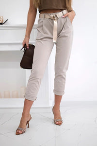 Punto trousers with belt 6773 - 1 / – Dark || beige цвет / color | Lexline Fashion