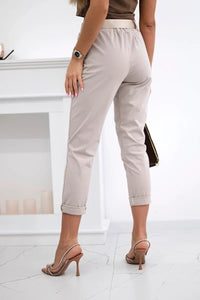 Punto trousers with belt 6773 - 1 / – Dark || beige цвет / color | Lexline Fashion