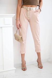Punto trousers with belt 6773 - 1 / – Dark || Powder цвет / color | Lexline Fashion