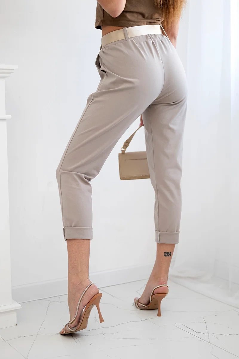 Punto trousers with belt 6773 - 1 / – Fango цвет / color | Lexline Fashion