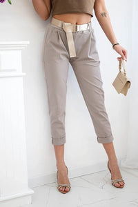 Punto trousers with belt 6773 - 1 / – Fango цвет / color | Lexline Fashion