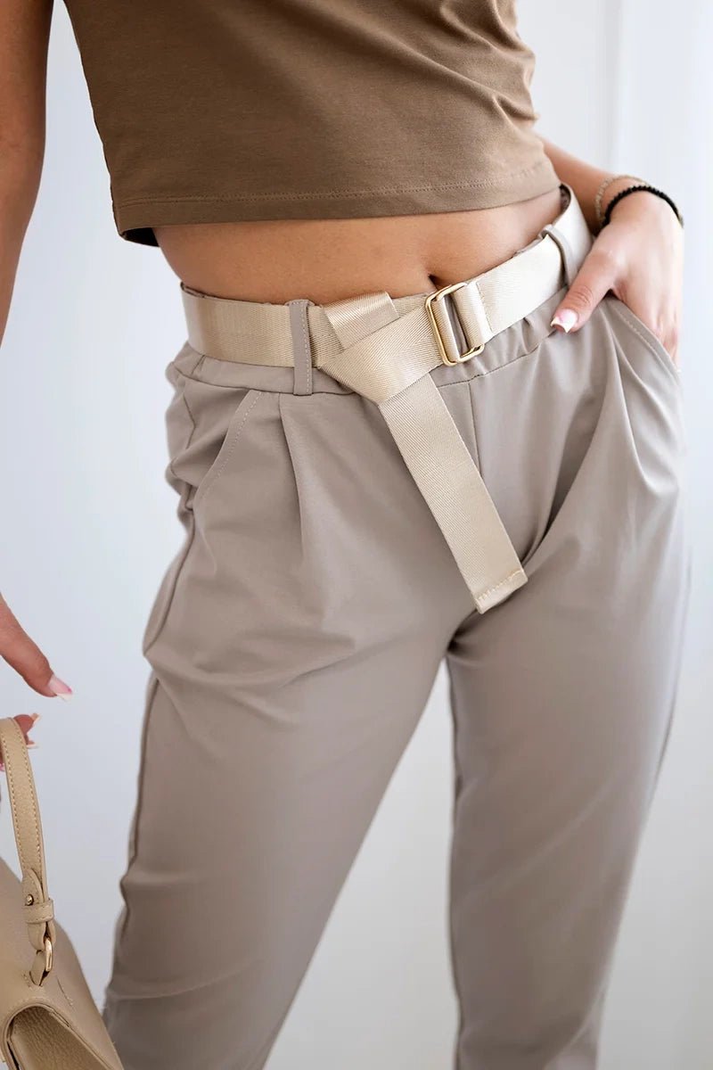 Punto trousers with belt 6773 - 1 / – Fango цвет / color | Lexline Fashion