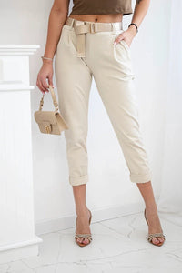 Punto trousers with belt 6773 - 1 / – Light || Beige цвет / color | Lexline Fashion