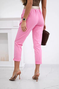 Punto trousers with belt 6773 - 1 / – Pink цвет / color | Lexline Fashion