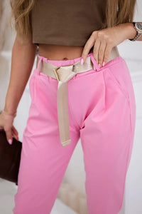Punto trousers with belt 6773 - 1 / – Pink цвет / color | Lexline Fashion