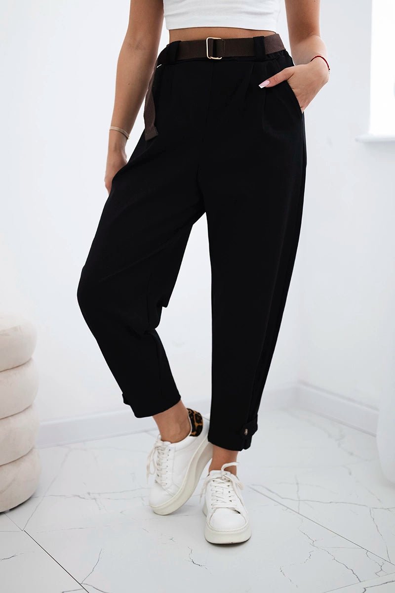 Punto trousers with leg closure 7048 / – Black цвет / color | Lexline Fashion