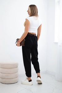 Punto trousers with leg closure 7048 / – Black цвет / color | Lexline Fashion