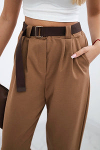 Punto trousers with leg closure 7048 / – Camel цвет / color | Lexline Fashion