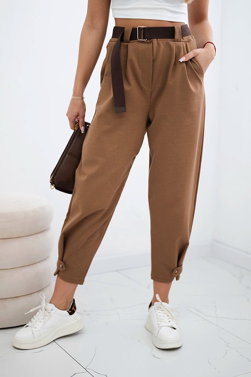 Punto trousers with leg closure 7048 / – Camel цвет / color | Lexline Fashion