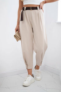Punto trousers with leg closure 7048 / – Dark || beige цвет / color | Lexline Fashion