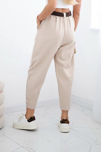 Punto trousers with leg closure 7048 / – Dark || beige цвет / color | Lexline Fashion