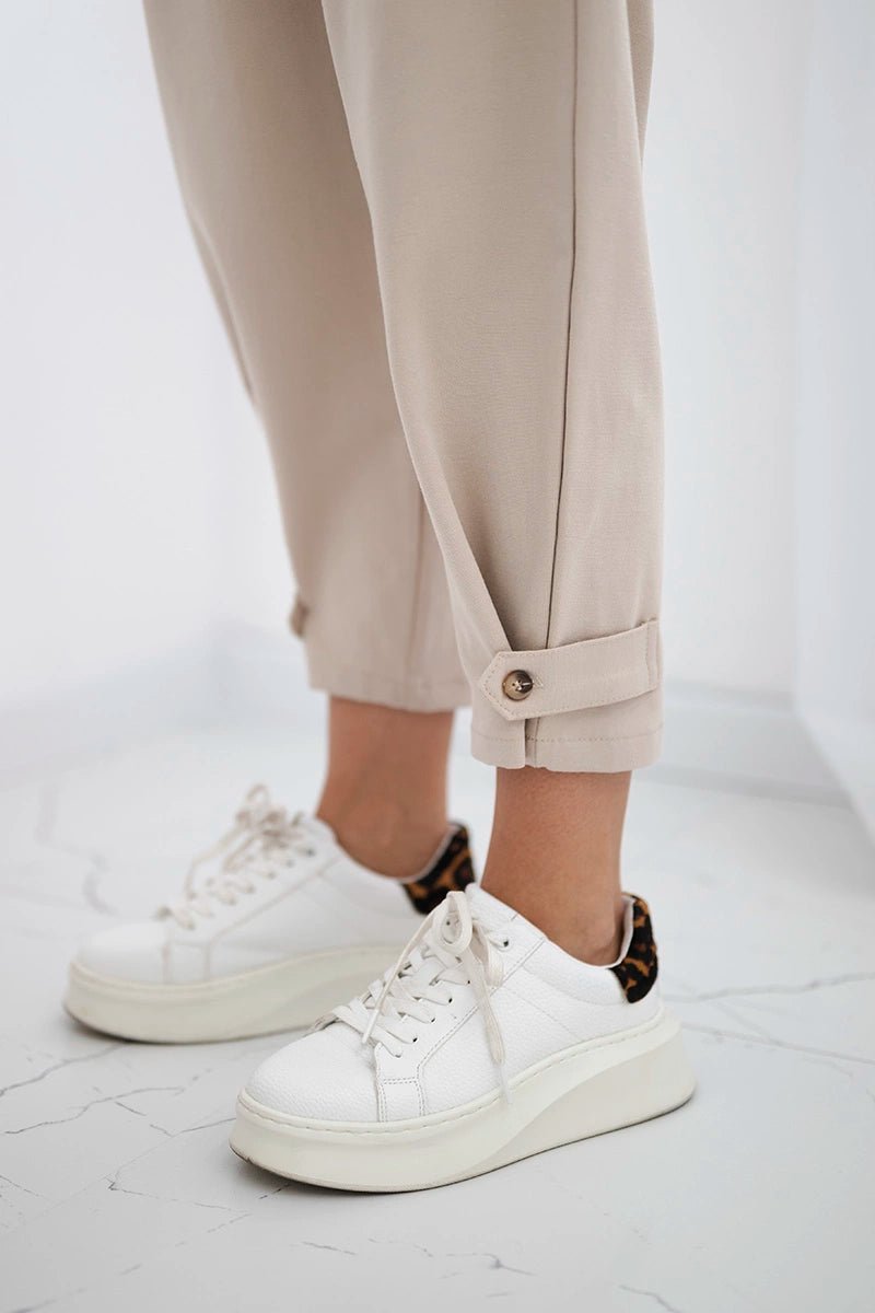Punto trousers with leg closure 7048 / – Dark || beige цвет / color | Lexline Fashion