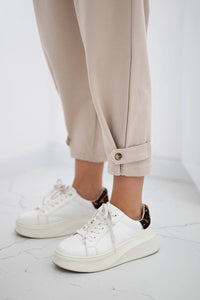 Punto trousers with leg closure 7048 / – Dark || beige цвет / color | Lexline Fashion