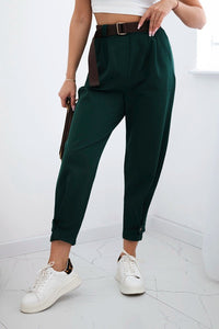 Punto trousers with leg closure 7048 / – Dark || green цвет / color | Lexline Fashion