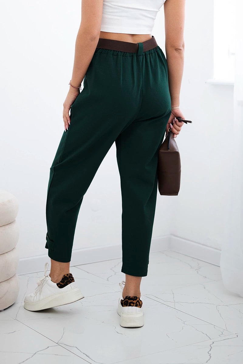 Punto trousers with leg closure 7048 / – Dark || green цвет / color | Lexline Fashion