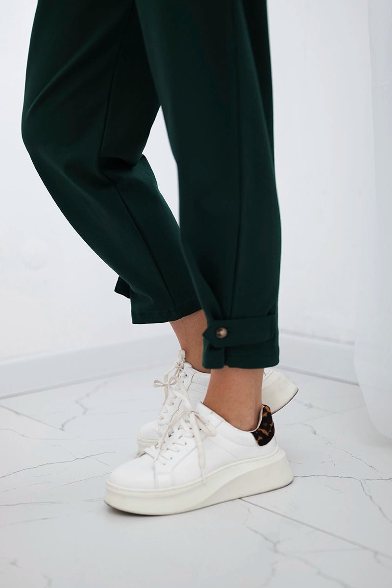 Punto trousers with leg closure 7048 / – Dark || green цвет / color | Lexline Fashion
