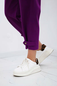 Punto trousers with leg closure 7048 / – Dark || purple цвет / color | Lexline Fashion