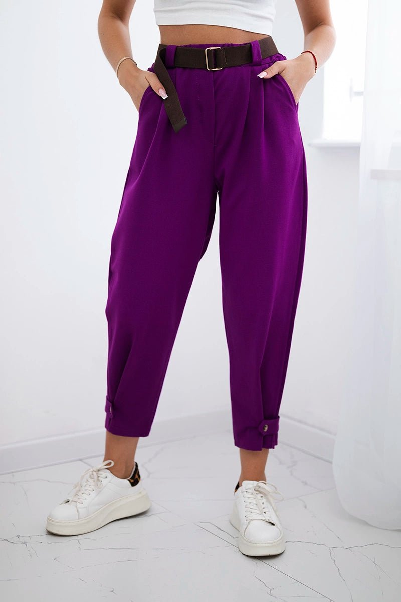 Punto trousers with leg closure 7048 / – Dark || purple цвет / color | Lexline Fashion