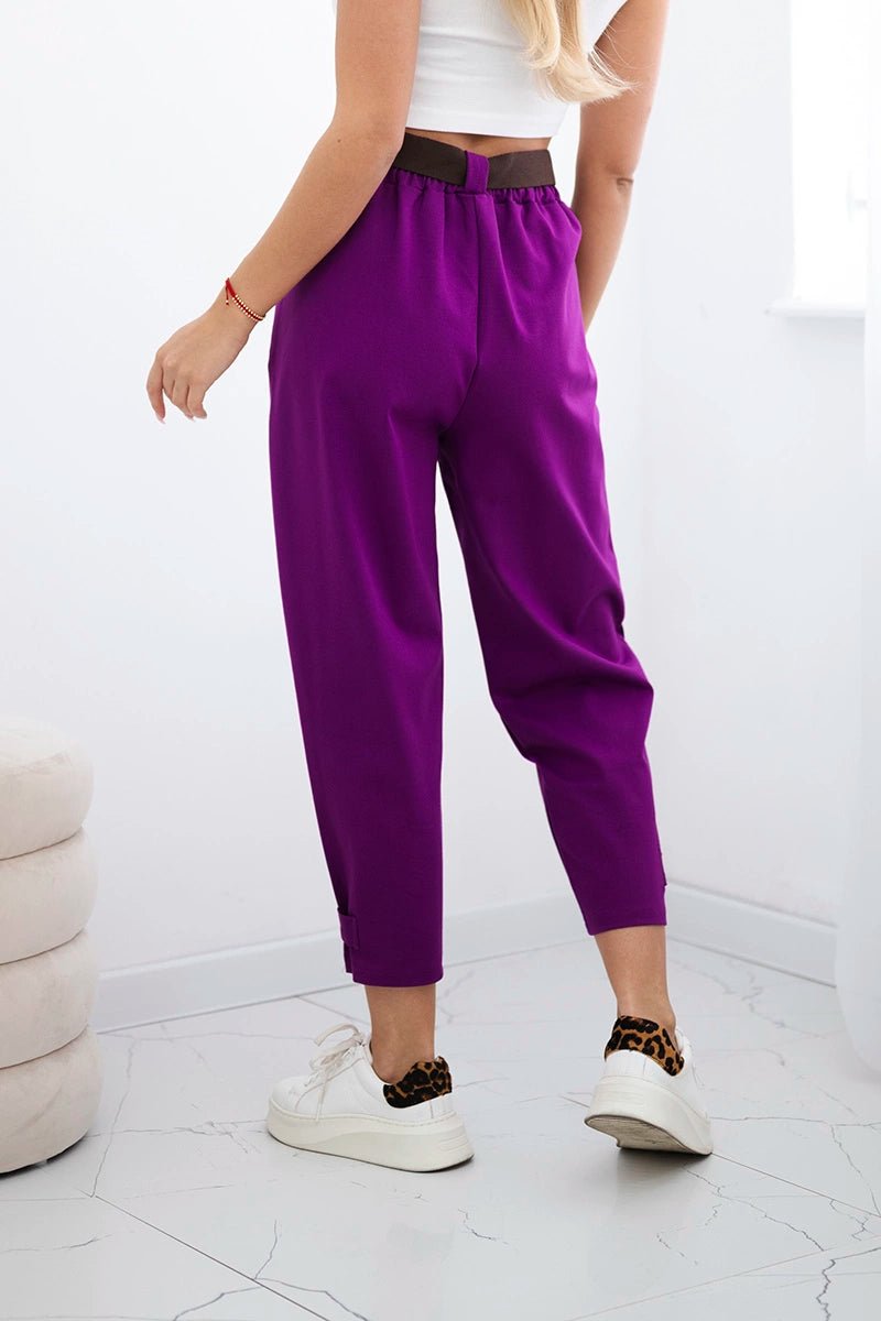 Punto trousers with leg closure 7048 / – Dark || purple цвет / color | Lexline Fashion