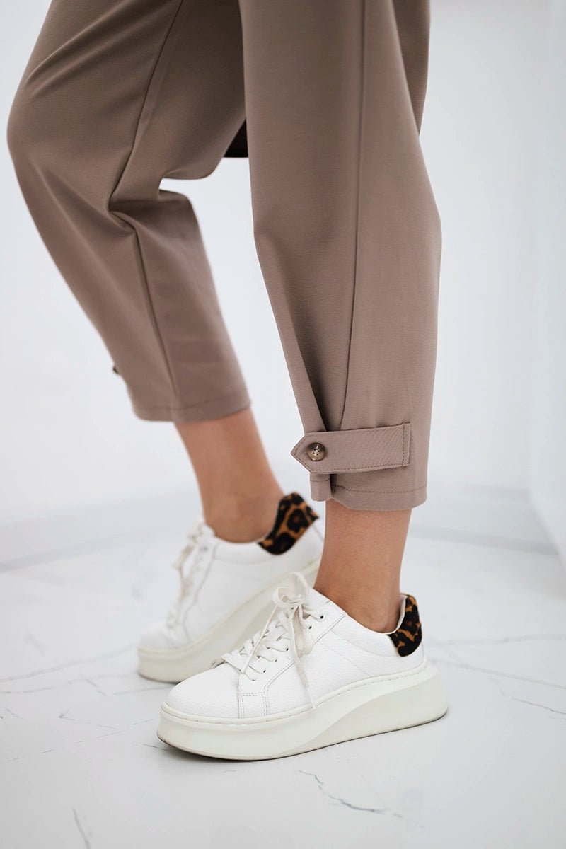 Punto trousers with leg closure 7048 / – Fango цвет / color | Lexline Fashion