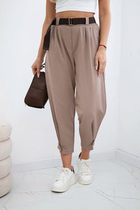 Punto trousers with leg closure 7048 / – Fango цвет / color | Lexline Fashion