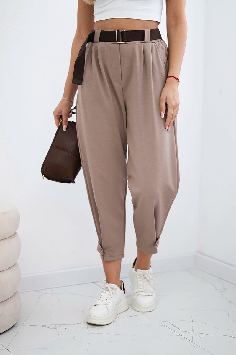 Punto trousers with leg closure 7048 / – Fango цвет / color | Lexline Fashion