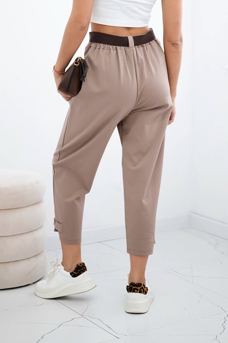 Punto trousers with leg closure 7048 / – Fango цвет / color | Lexline Fashion
