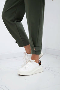 Punto trousers with leg closure 7048 / – Khaki цвет / color | Lexline Fashion