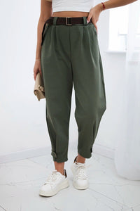 Punto trousers with leg closure 7048 / – Khaki цвет / color | Lexline Fashion