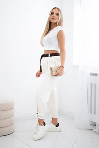 Punto trousers with leg closure 7048 / – Light || Beige цвет / color | Lexline Fashion