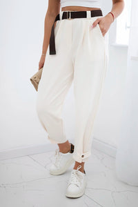 Punto trousers with leg closure 7048 / – Light || Beige цвет / color | Lexline Fashion