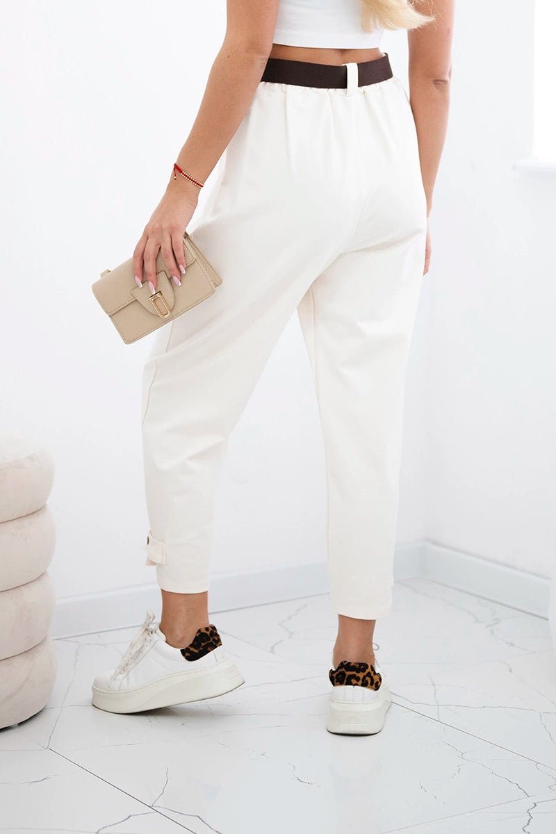 Punto trousers with leg closure 7048 / – Light || Beige цвет / color | Lexline Fashion