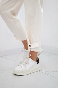 Punto trousers with leg closure 7048 / – Light || Beige цвет / color | Lexline Fashion
