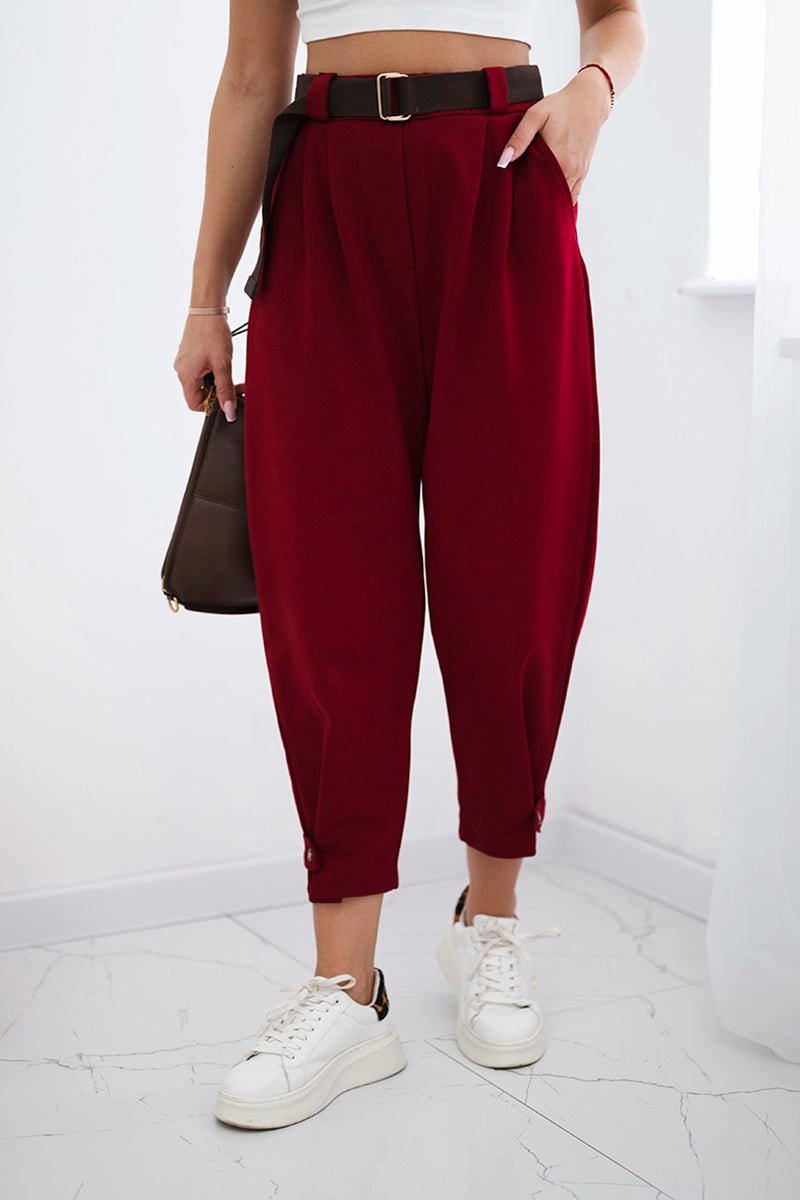Punto trousers with leg closure 7048 / – Maroon цвет / color | Lexline Fashion