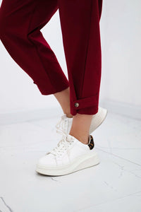 Punto trousers with leg closure 7048 / – Maroon цвет / color | Lexline Fashion