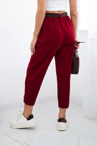 Punto trousers with leg closure 7048 / – Maroon цвет / color | Lexline Fashion