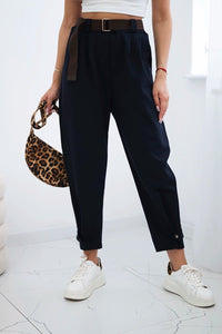 Punto trousers with leg closure 7048 / – Navy blue цвет / color | Lexline Fashion