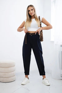 Punto trousers with leg closure 7048 / – Navy blue цвет / color | Lexline Fashion