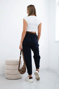 Punto trousers with leg closure 7048 / – Navy blue цвет / color | Lexline Fashion